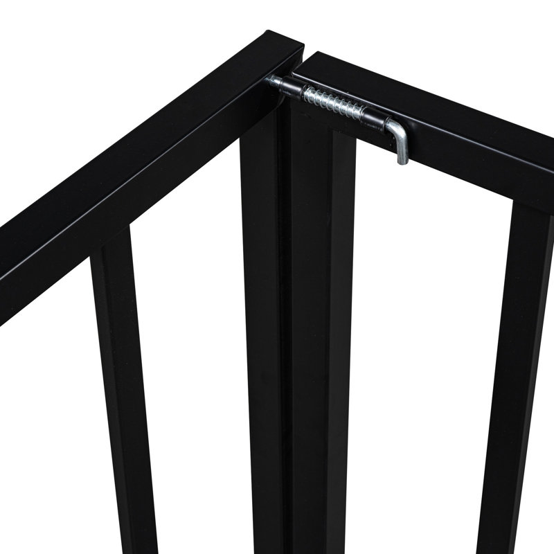 Cadre de lit simple noir avec clôture et porte en métal - qualité stable, Lit simple