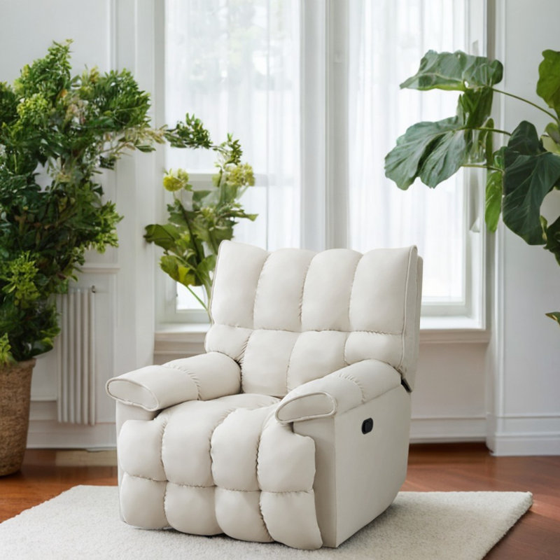 Fauteuil inclinable pivotant rembourré Guildhall, Crème