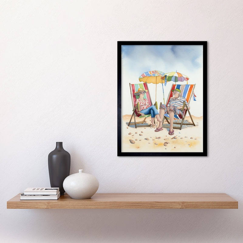 Elderly Couple Enjoying A Summer Beach Day - Single Picture Frame Print