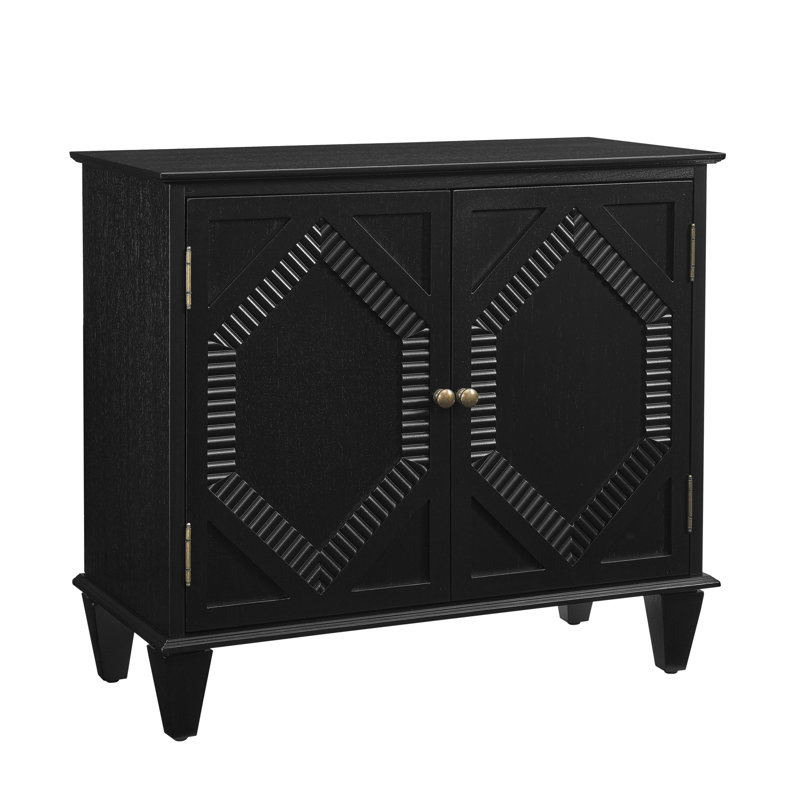 2-Door Accent Storage Cabinet with Adjustable Shelves, Black