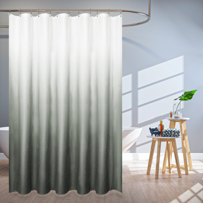 Jaedan Ombre Shower Curtain with Hooks Included, Gray, 72" W x 79" L