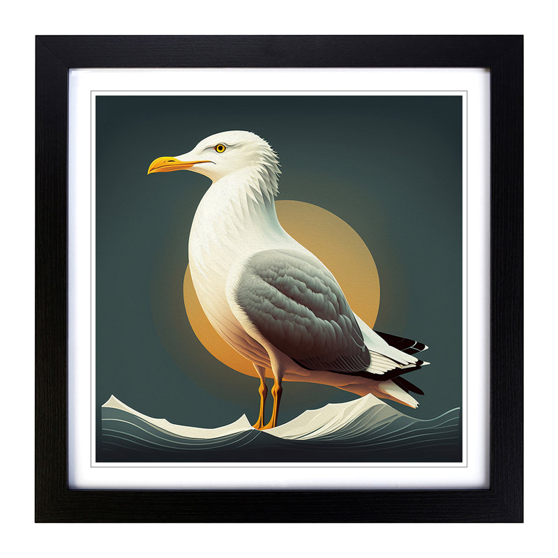 Seagull Deco - Single Picture Frame Print on Wood, Black