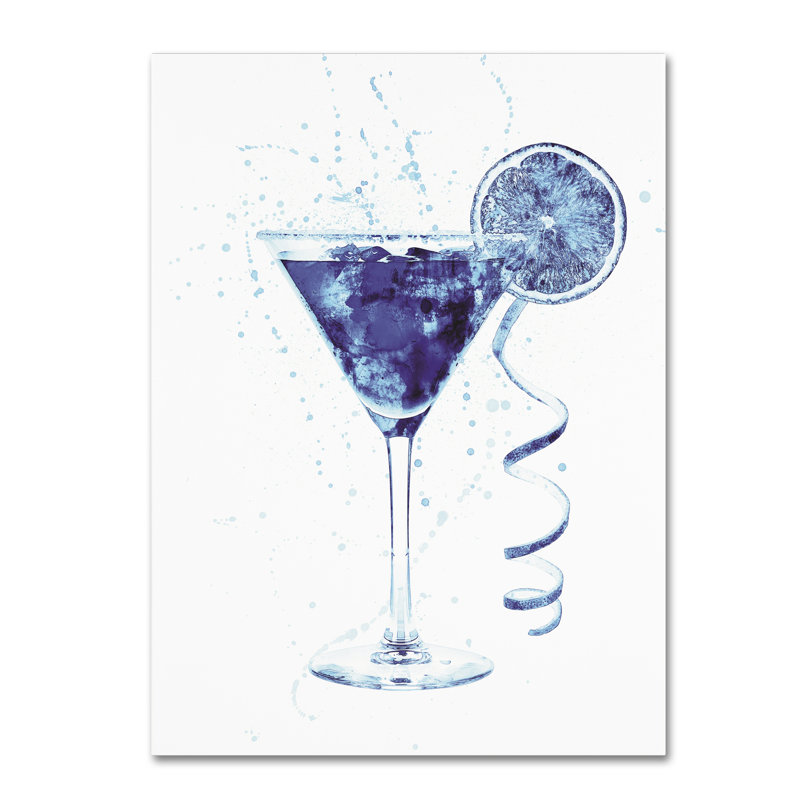 « cocktail boissons en verre aquarelle iv », reproduction d’impression sur toile tendue, H 24 po x l 18 po