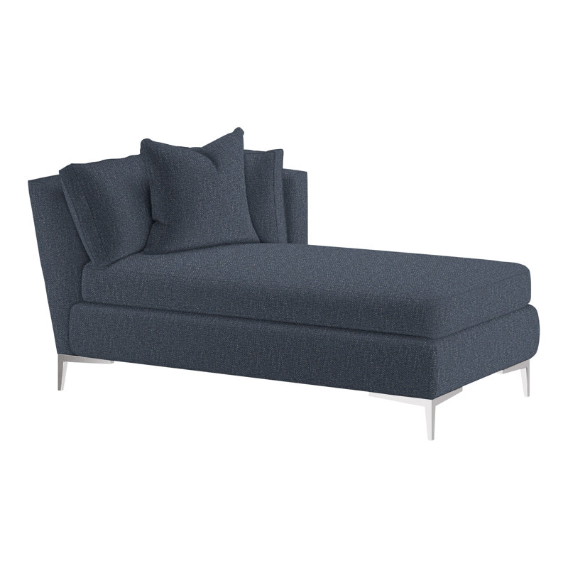 Aiden Chaise Lounge, Right Hand Facing, Polished Stainless, Perigold Page Navy