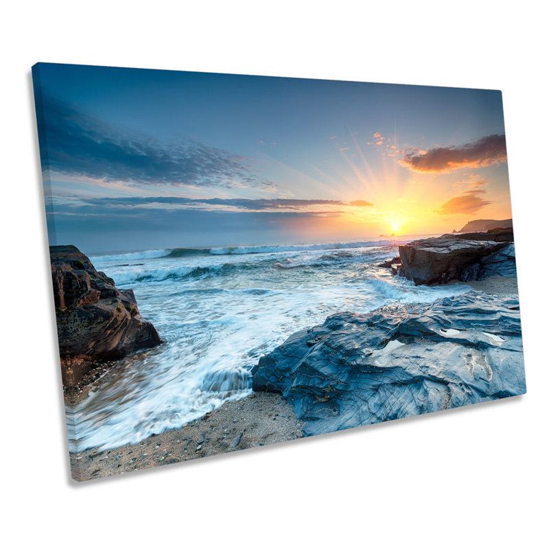 Booby's Bay Cornwall Beach - Wrapped Canvas Print, 30.5cm H x 45.7cm W x 2cm D