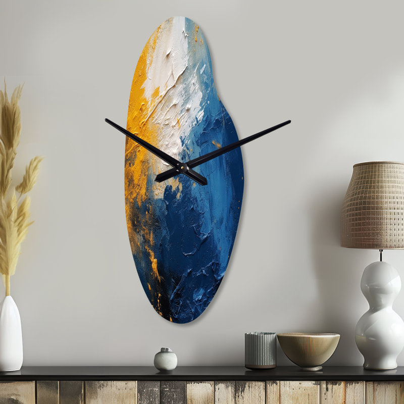 Sangani - Curved Shape Decorative Blue Abstract Wall Clock, Medium
