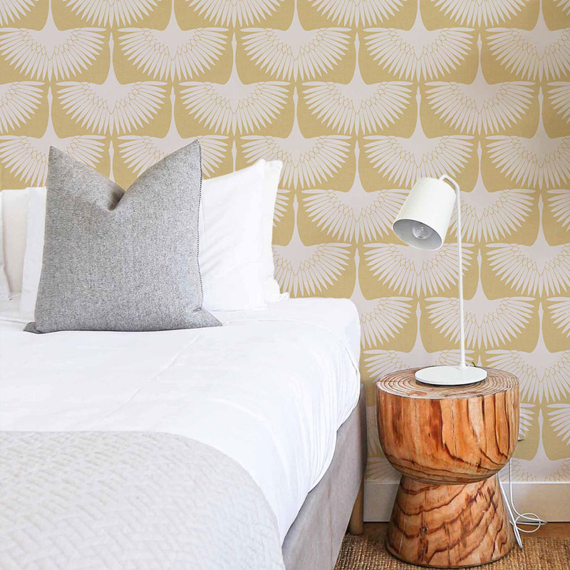 Mariko 16.5' L x 20.5" W Peel and Stick Wallpaper Roll, Golden Hour