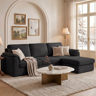 86'' Upholstered Sofa With Ottoman