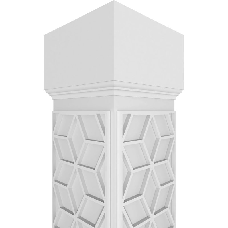 Craftsman Classic Square Non-Tapered Pueblo Fretwork Column, 120" H x 11.625" W x 11.625" D