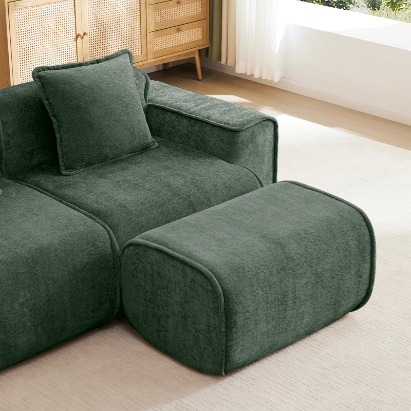 Harrison Ottoman Velvet- Green, Green