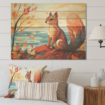 Forêt écureuil aquarelle - animal écureuil sur bois