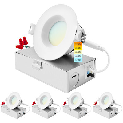 3" Ultra Slim Tunable CCT New Construction IC Rated LED Canless Recessed Lighting Kit