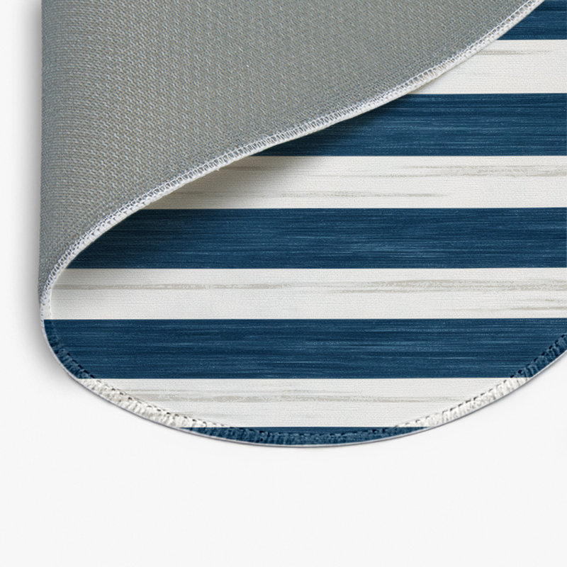 Tapis intérieur / extérieur blanc HorizontalStripes, Rond 5 pi