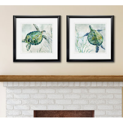 " Seaglass Turtle " 2 - Pieces