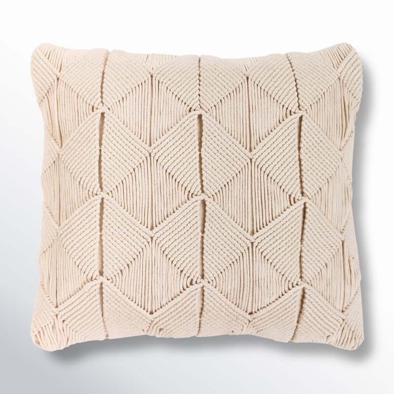 Hannigan Natural Cotton Throw Pillow, Cream, Down