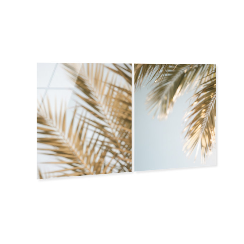 Palm Visions Set High-Gloss Frameless Acrylic Glass Wall Art Floral & Botanical Print by Oliver Gal, Ready to Hang, 16 x 20