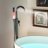 WOODBRIDGE Contemporary Single Handle Floor Mount Freestanding Tub Filler Faucet With Integrated LED Color-Changing Spray Head-118612133