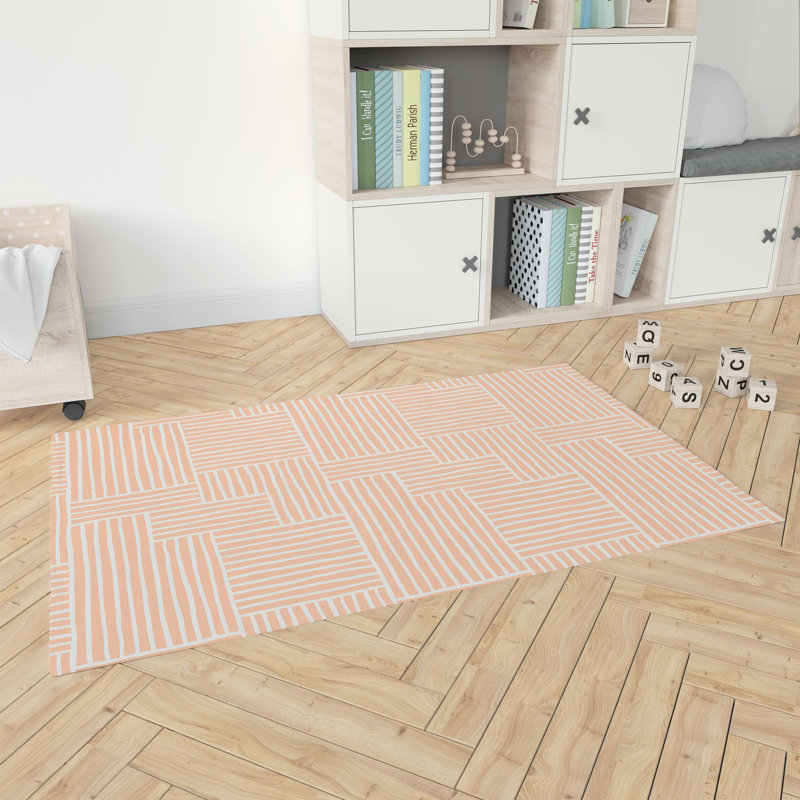 Grid Puz Kids Play Mat, Peach/Orange, Rectangle 24" x 36"