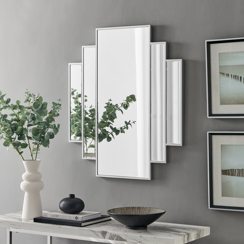 Lecompton Deco 1920S Inspired Silver Statement Wall Mirror, 85.8cm H x 75.4cm W
