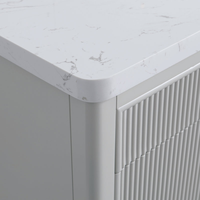 Ensemble de meuble-lavabo autoportant avec 2 poignées et plateau en marbre d'ingénierie, 30", Naturel / naturel