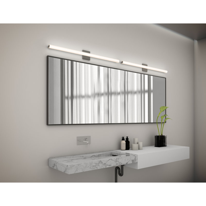 Barre d'éclairage de salle de bain à DEL 1 lumière Tubo Slim, Nickel satiné, Plat