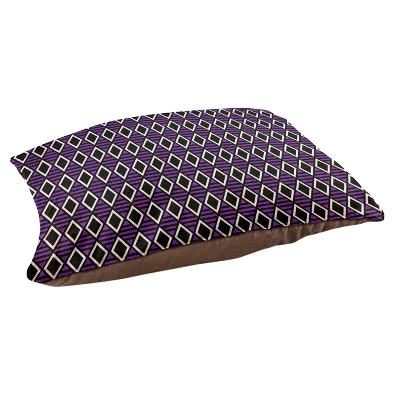 Coussin de créateur géométrique diamants Byrge, L 52 po x l 42 po, Noir / Mauve