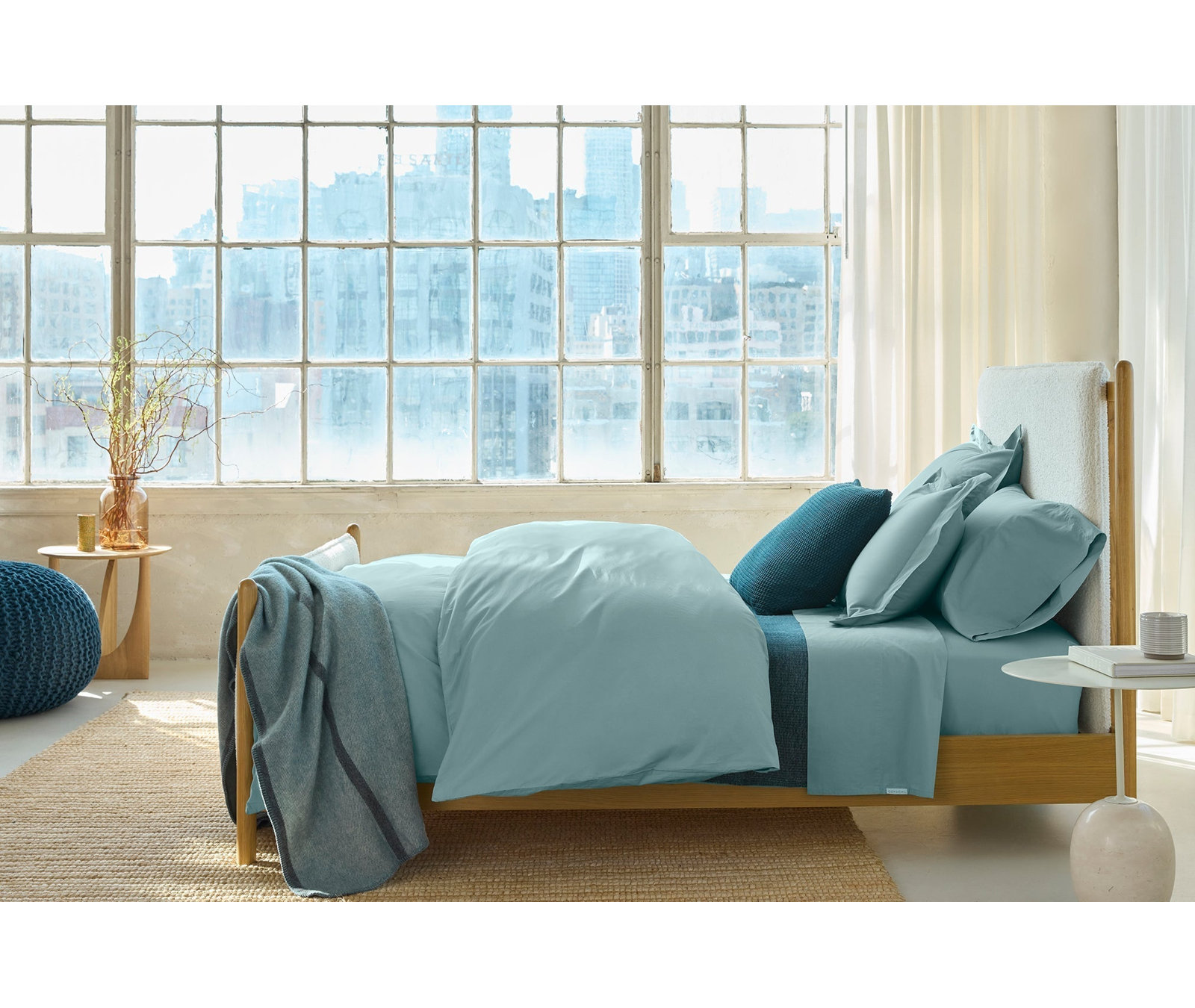 Refined Organic Percale - Set of 2, King Pillowcase, Pacific Blue