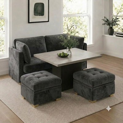 4-Piece Corner Dining Banquette with Storage Seat