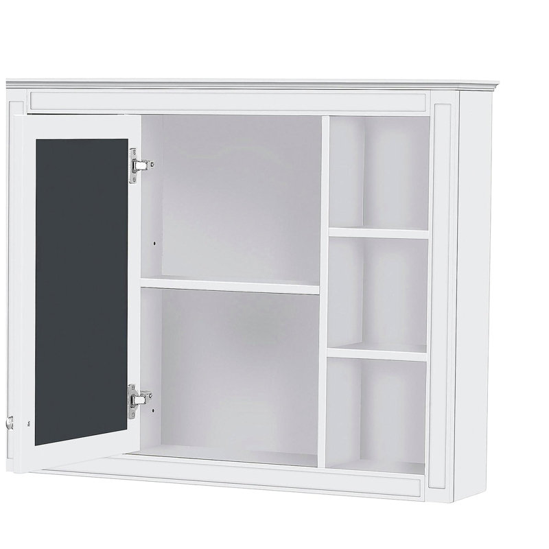 Armoire de salle de bain murale avec miroir 35 po x 27,5 po, Blanc