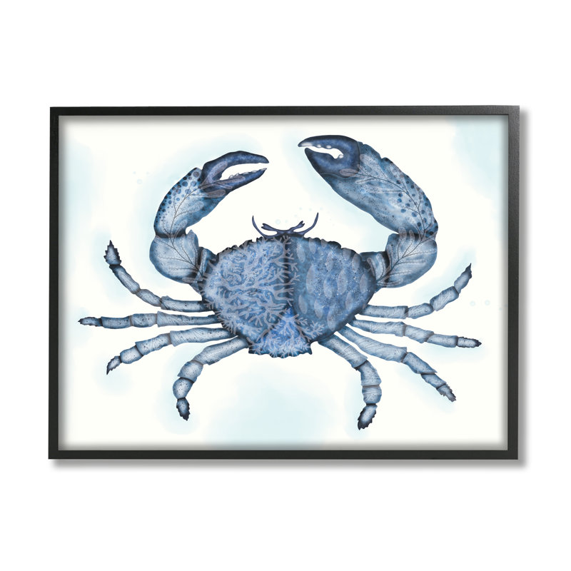 Crabe bleu, mer de griffes, Giclée encadrée noir minuit, H 11 po x l 14 po x P 1,5 po