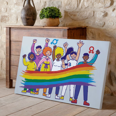 Canvas A Vibrant Illustration Depicting A Diverse Group Of Individuals Standing Wall Art Side By Side Each With Unique Hairstyles And Canvas Wall Art