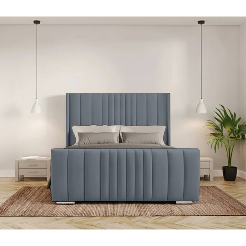 Schwamm Upholstered Bed Frame, Charcoal, Super King (6')