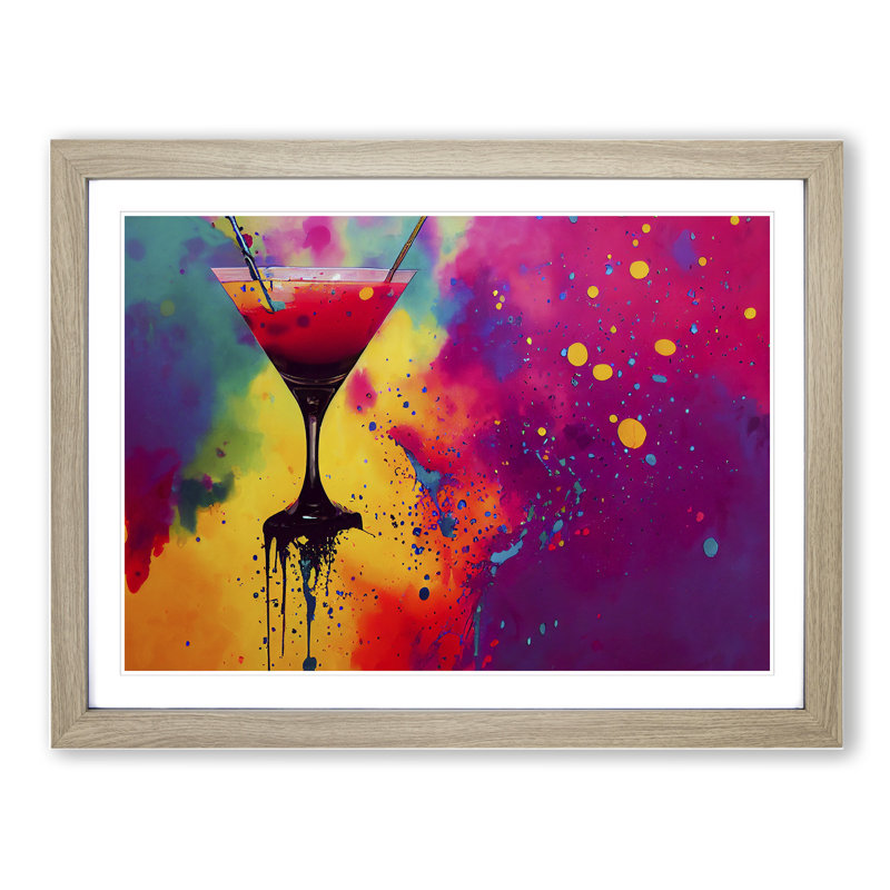 Cocktail Paint Splash Vol.2 Abstract - Framed Print, 25cm H x 34cm W x 2cm D, Oak