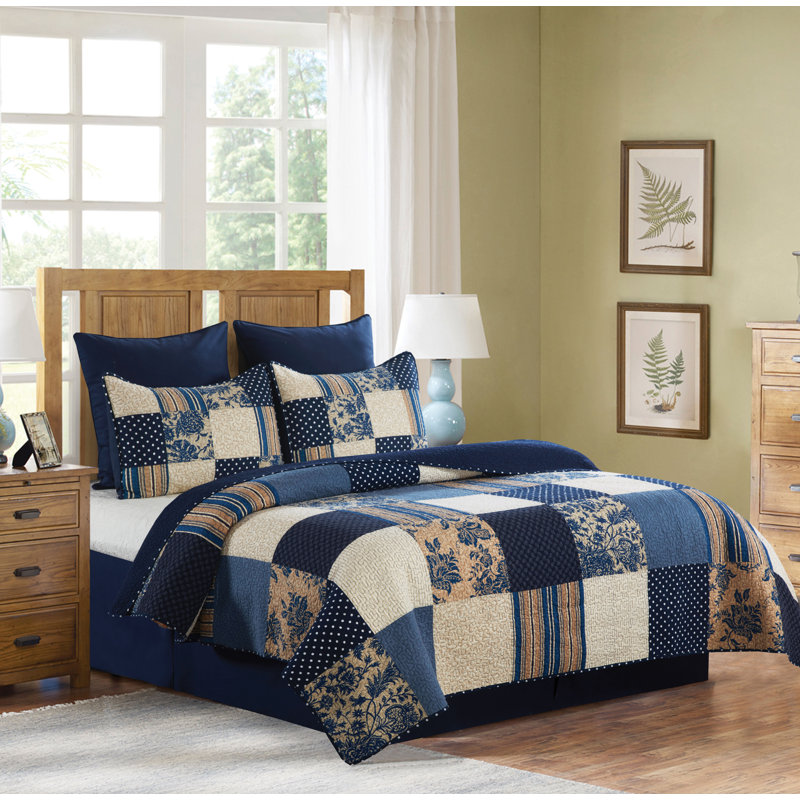 Cotton Reversible and Machine Washable, Twin Quilt + 2 Standard Shams