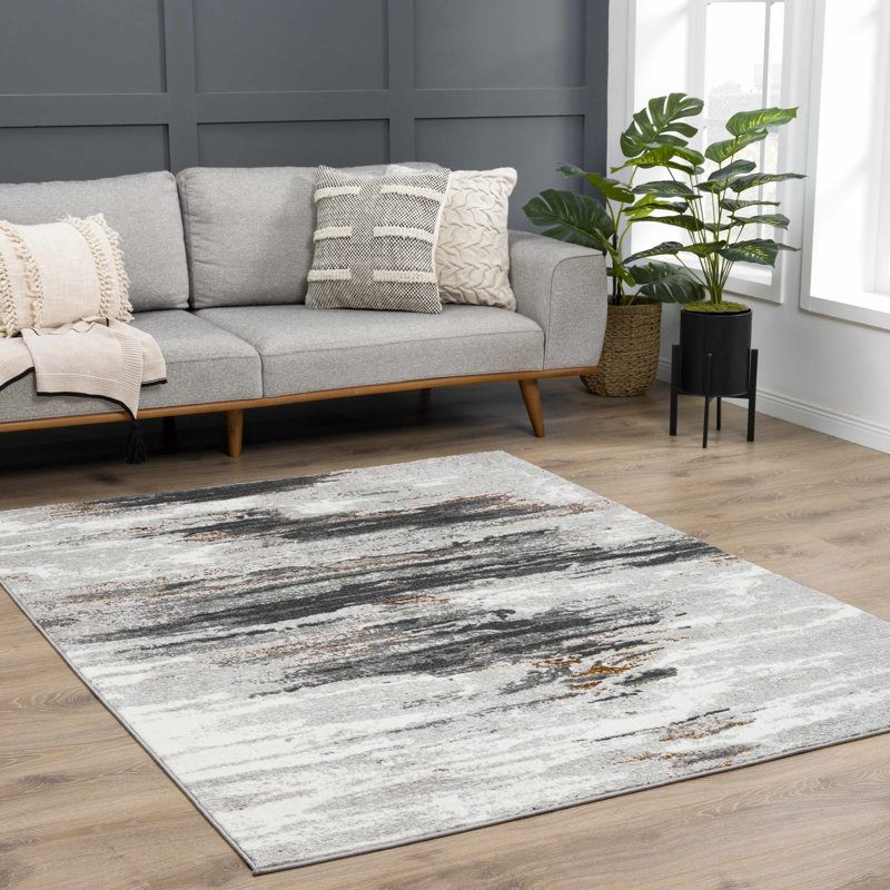 Camillo Abstract Design Modern Gray/Beige Area Rug, Rectangle 6'7" x 9'