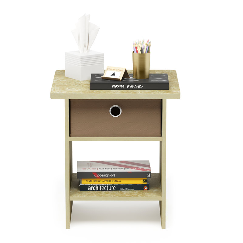 Brigette End Table with Storage, Brown Marble/Brown