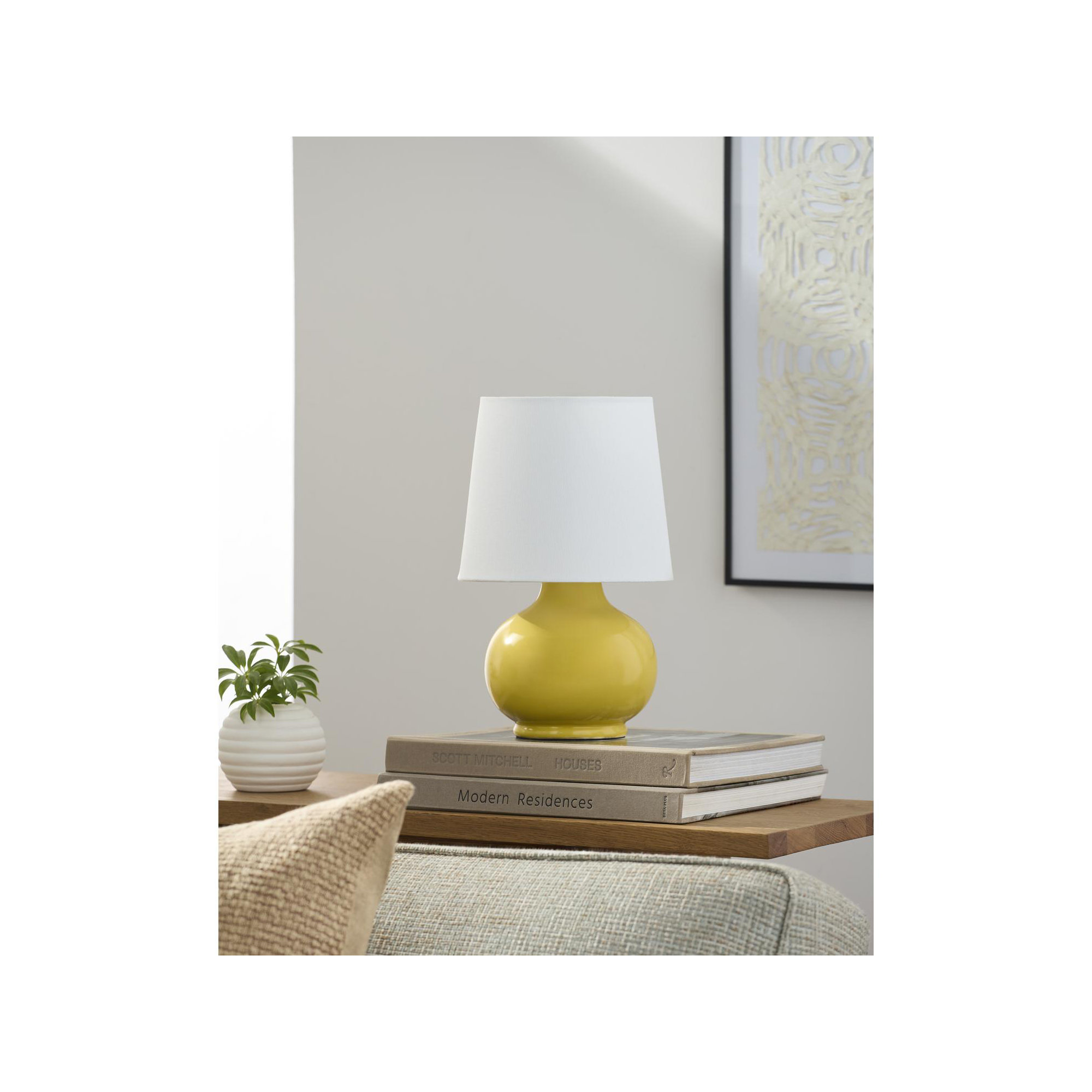 Drum Shade Lamp, Yellow, 13'' H X 8'' W X 8'' D
