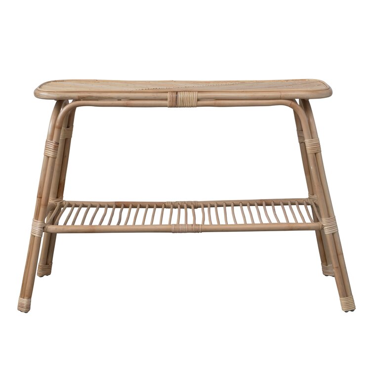 Howerton Hand-Woven Rattan Console Table With Shelf