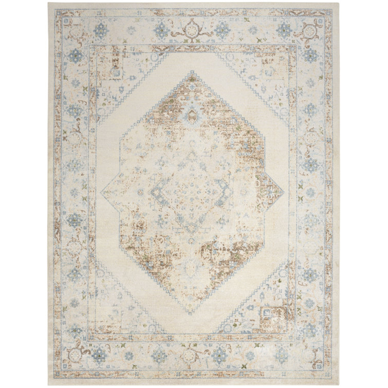 Haydel Machine Washable Area Rug in Ivory