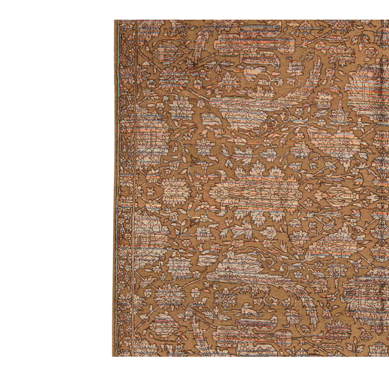 Wool Oriental Area Rug in Camel/Gray