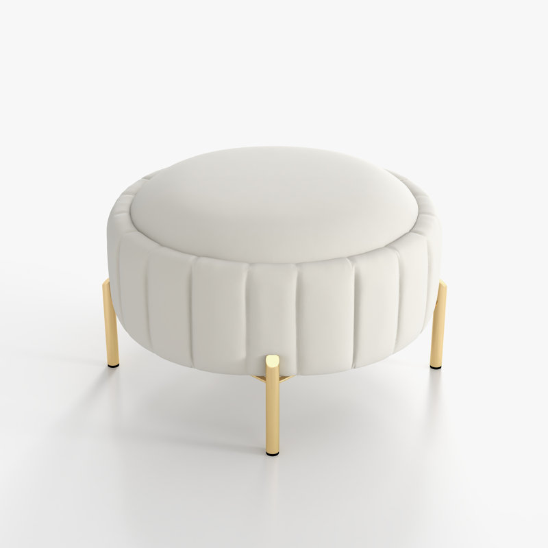 Accent Stool, Beige Velvet