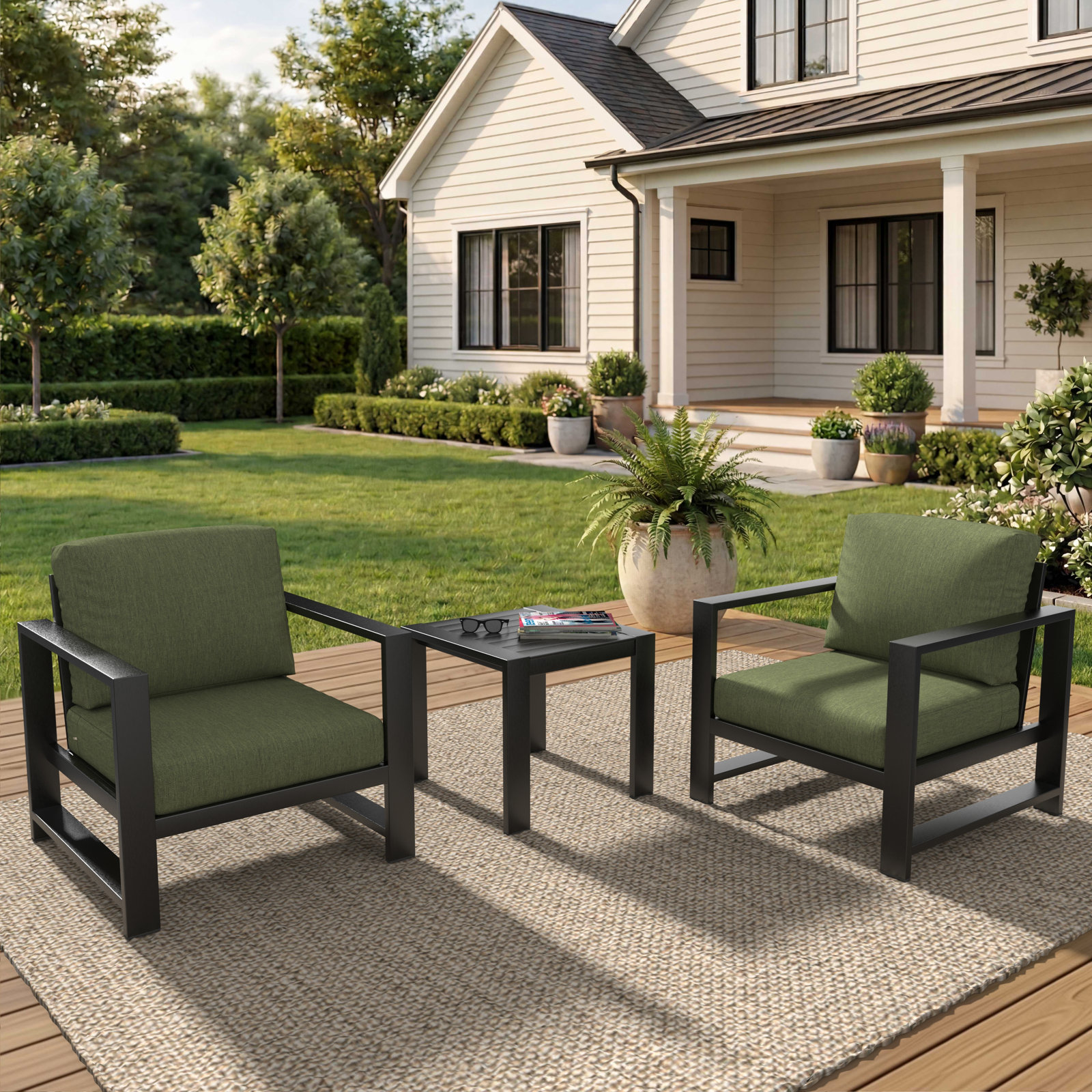 Dulcie 2-Person Sunbrella® Patio Seating Group, Green