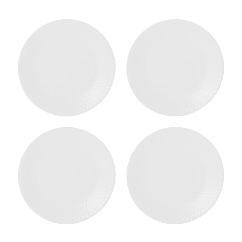 White Porcelain Round Dinnerware Set, Service for 4