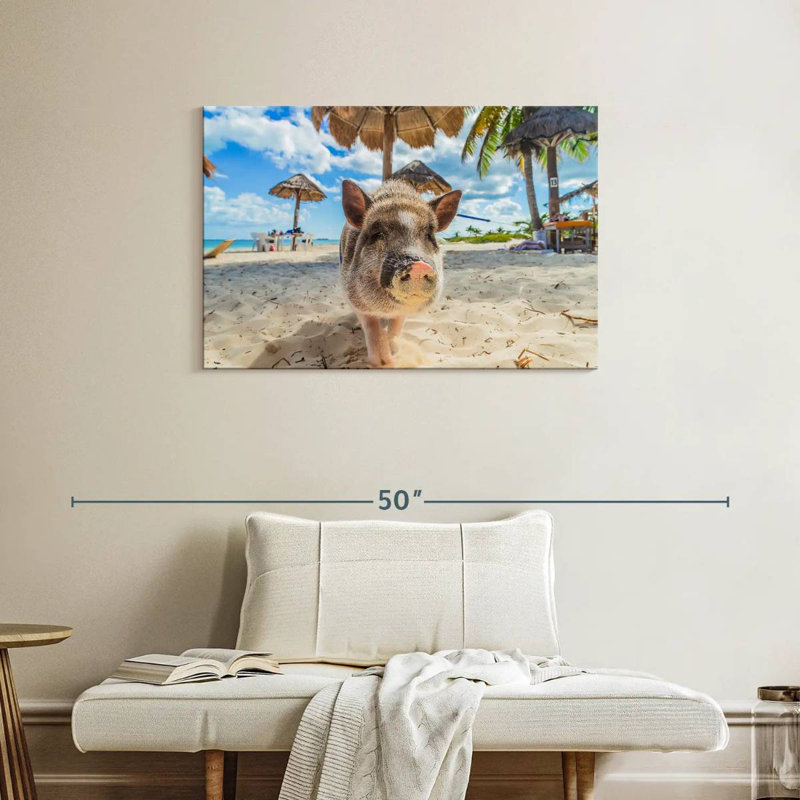Dirty Pig On The Beach, 24" H x 36" W