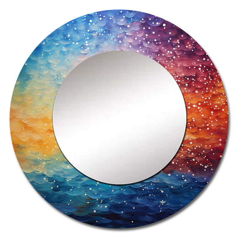 Colorful Sky Photo Ethereal Illusion III - Sky Mirror, Traditional Round Unique Wall Mirror, Printed Metal Art, 23" x 23"