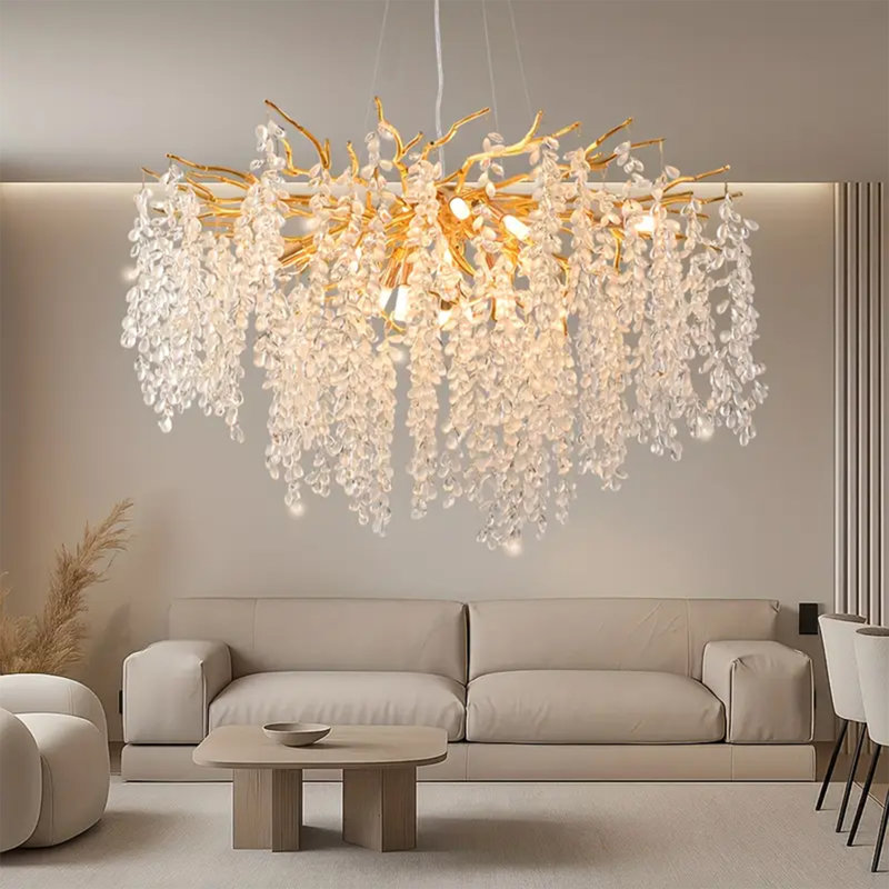 23.62 inch modern golden branch crystal chandelier G9 base (without bulb)
