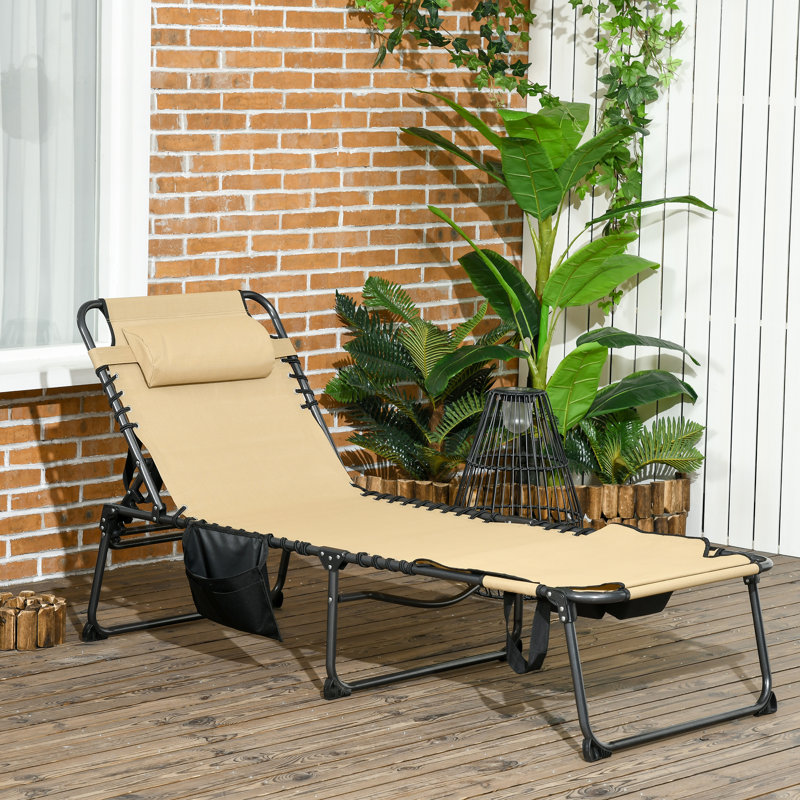 Orry Outdoor Chaise Lounge , Cushion Included, Natural