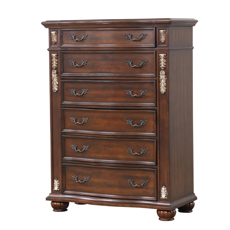 Commode en bois 6 tiroirs Maximus, Merisier