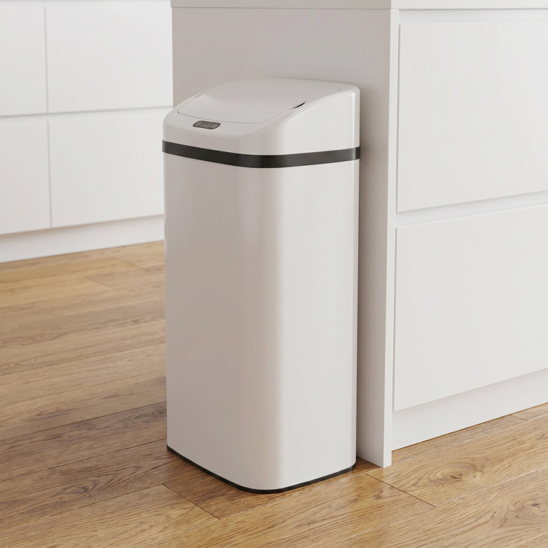HOMCOM 48L Sensor Bin, Stainless Steel Automatic Kitchen Bin, White