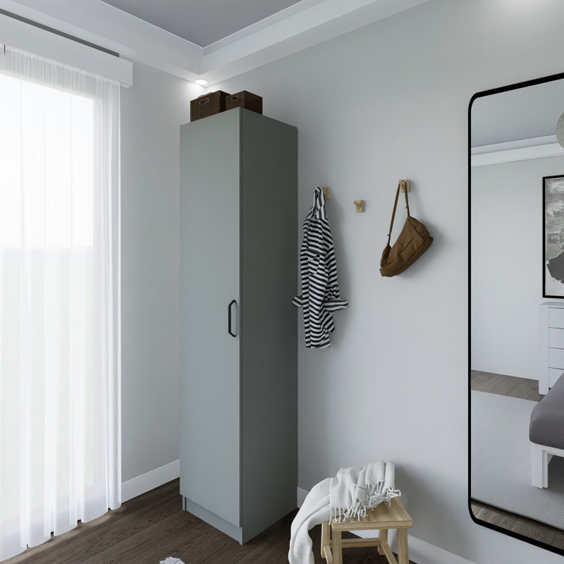 Berend 1 Door Manufactured Wood Wardrobe, Grey
